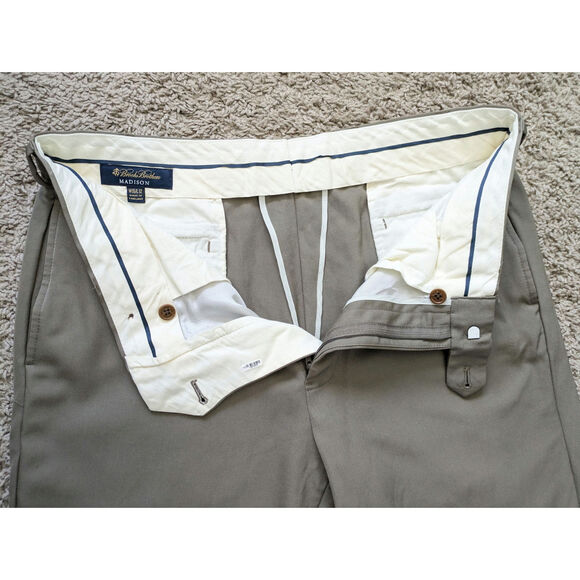 Brooks Brothers Trousers Mens Sz 35/32 Tan Wool Flat Front Madison Career Work - Picture 9 of 16